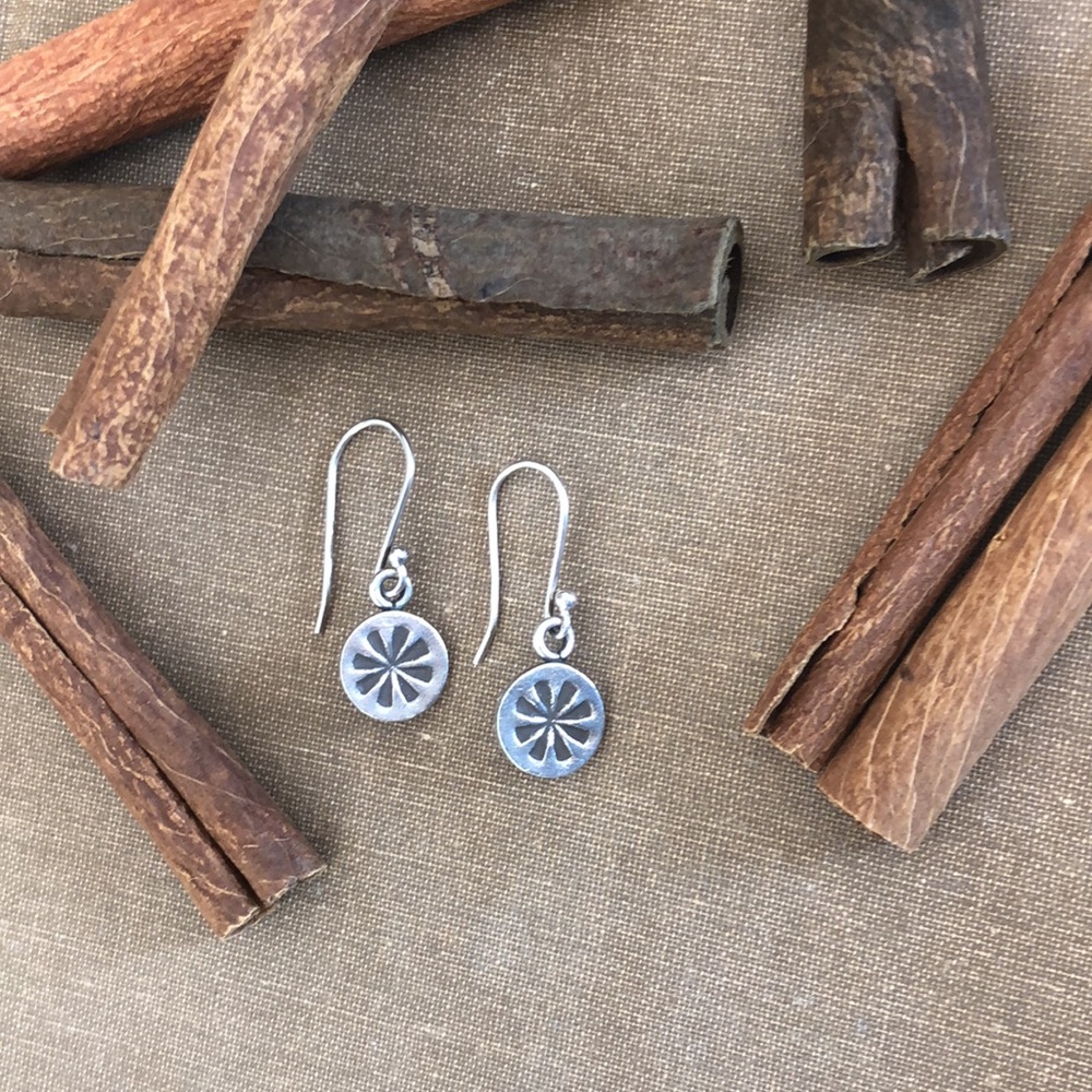 Matte Finish Sunburst Earring, Sterling Silver